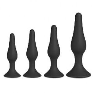 Butt Plug 4 Pc Set Silicone Black